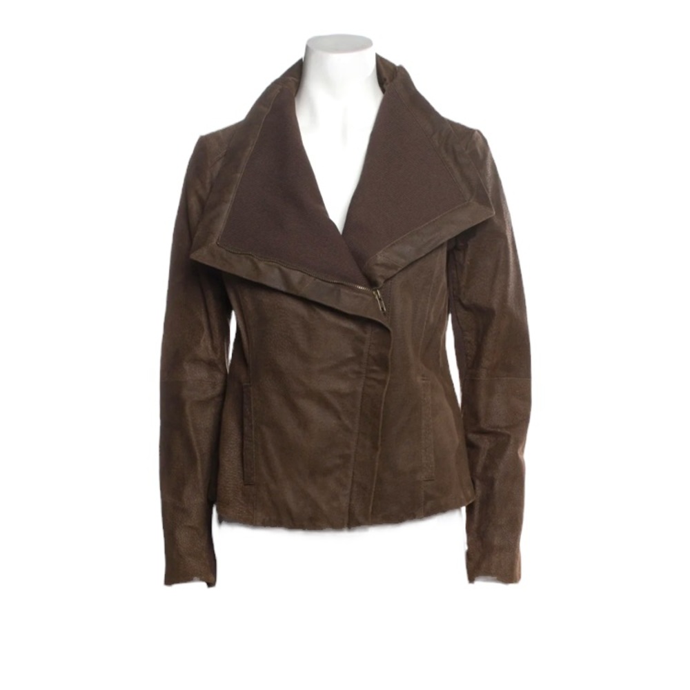 Nicole Miller Brown Suede Leather Moto Jacket Size XS